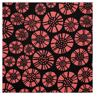 Abstract Flowers 031023 - Tropical Pink on Black Fabric