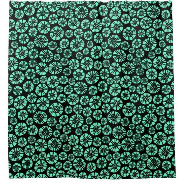 Abstract Flowers 031023 - Turquoise on Black (Front)