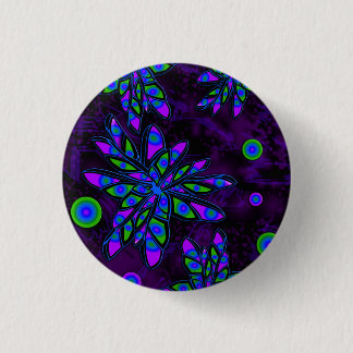 Abstract flowers 1 inch round button