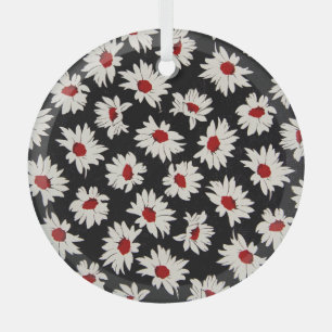 Abstract flowers, an artsy watercolor pattern. glass ornament