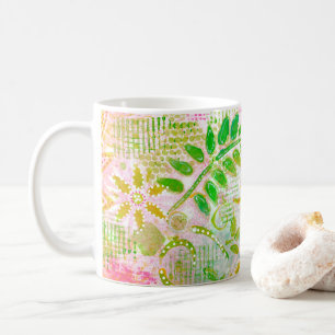 Abstract Flowers and Leaves Coffee Mug