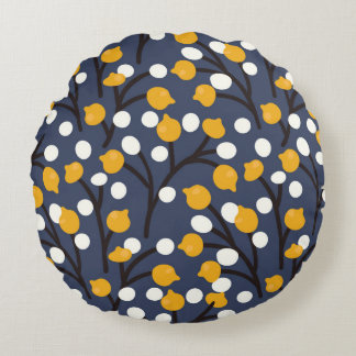 Abstract flowers and leaves pattern round pillow