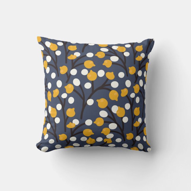 Abstract flowers and leaves pattern throw pillow (Front)