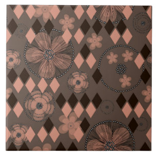 Abstract Flowers and Rhombuses Tile
