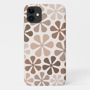 Abstract Flowers (B) Brown Taupe Cream iPhone 11 Case