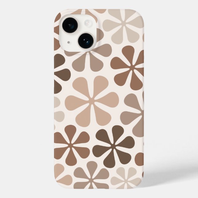 Abstract Flowers (B) Brown Taupe Cream Case-Mate iPhone Case (Back)