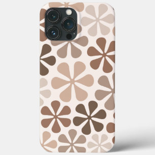 Abstract Flowers (B) Brown Taupe Cream iPhone 13 Pro Max Case