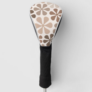 Abstract Flowers (B) Brown Taupe Cream Golf Head Cover