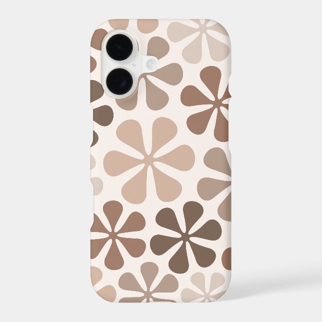 Abstract Flowers (B) Brown Taupe Cream iPhone Case (Back)