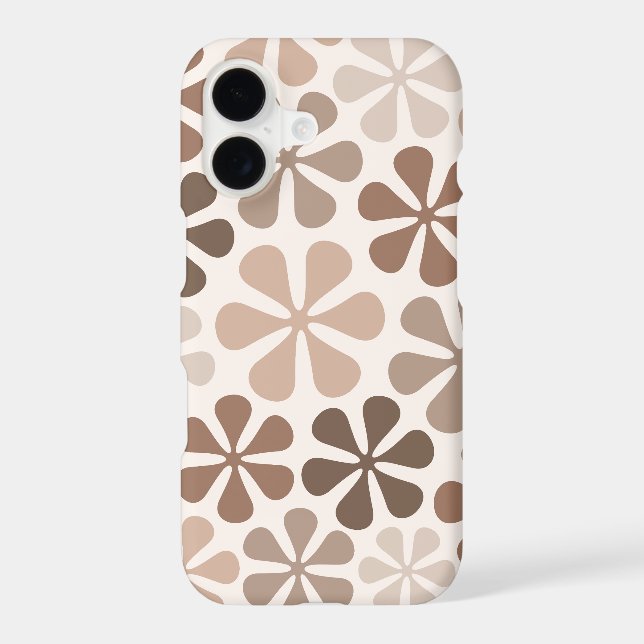 Abstract Flowers (B) Brown Taupe Cream iPhone Case (Back)