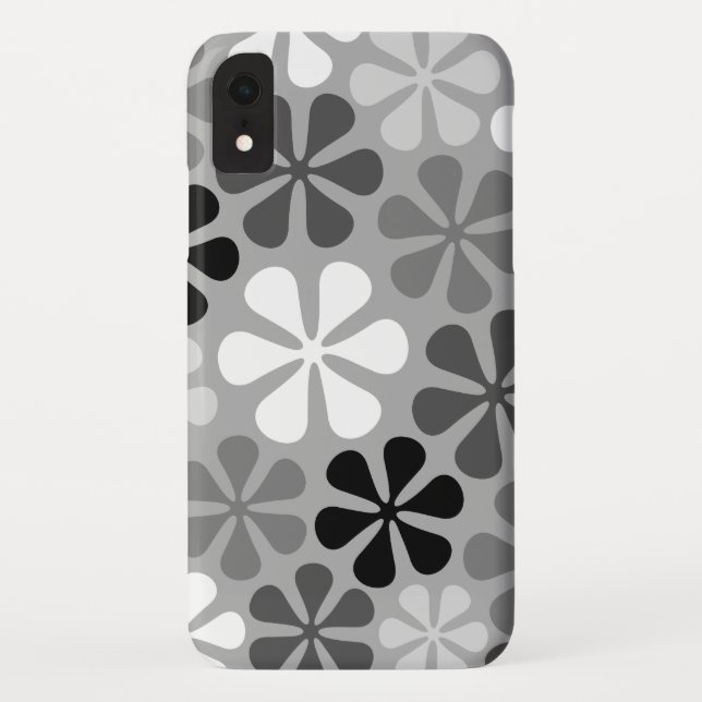 Abstract Flowers Black White Grey Case-Mate iPhone Case (Back)