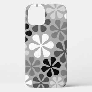 Abstract Flowers Black White Grey iPhone 12 Pro Case