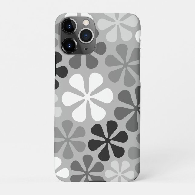 Abstract Flowers Black White Grey iPhone Case (Back)