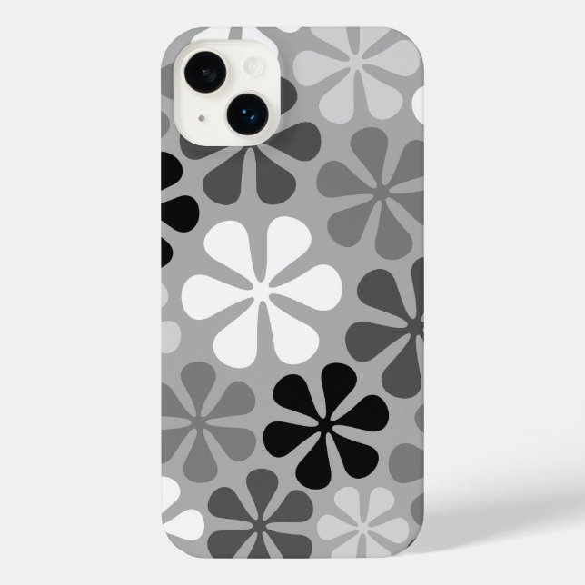 Abstract Flowers Black White Grey iPhone Case (Back)
