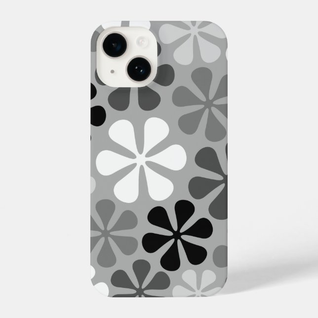 Abstract Flowers Black White Grey iPhone Case (Back)