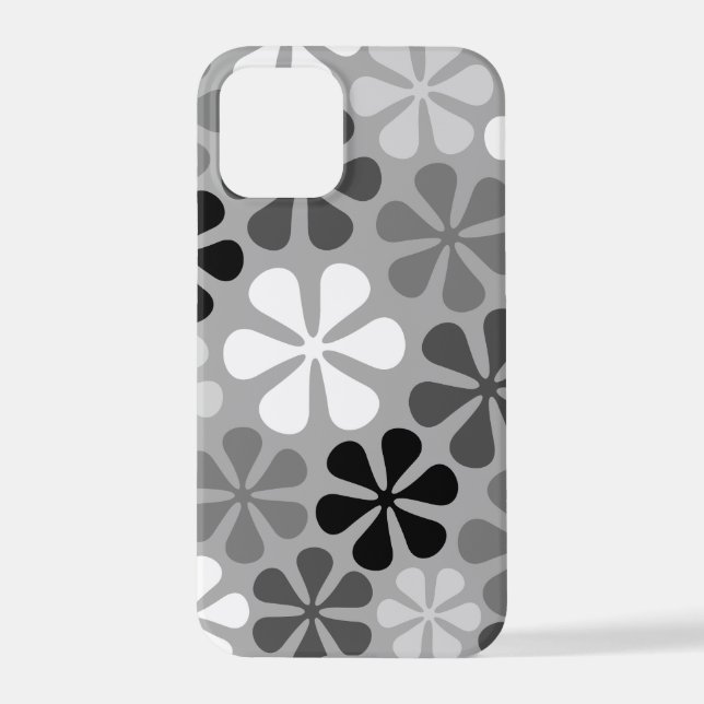 Abstract Flowers Black White Grey iPhone Case (Back)