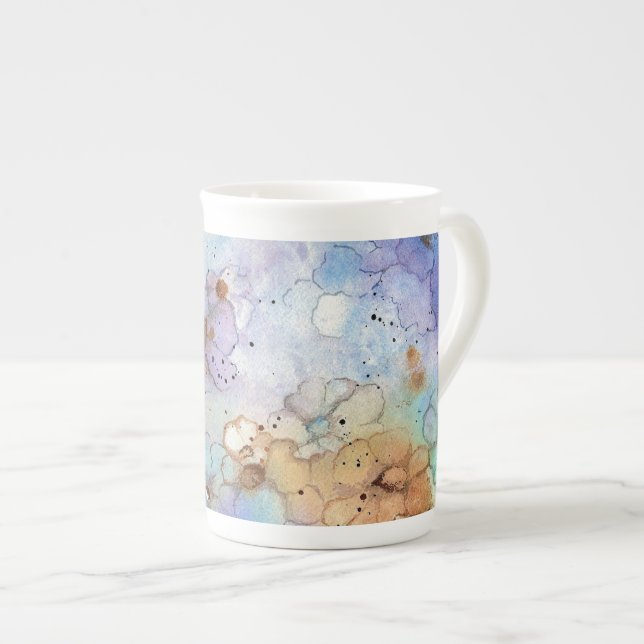 Abstract Flowers Bone China Mug (Front Right)