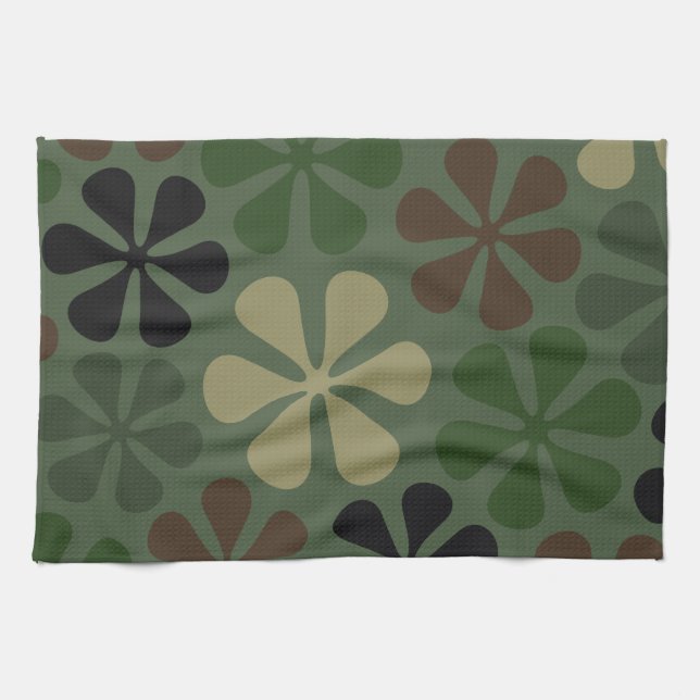 Abstract Flowers Camouflage Kitchen Towel (Horizontal)