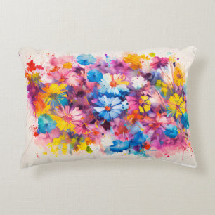 Abstract flowers colorful pillow