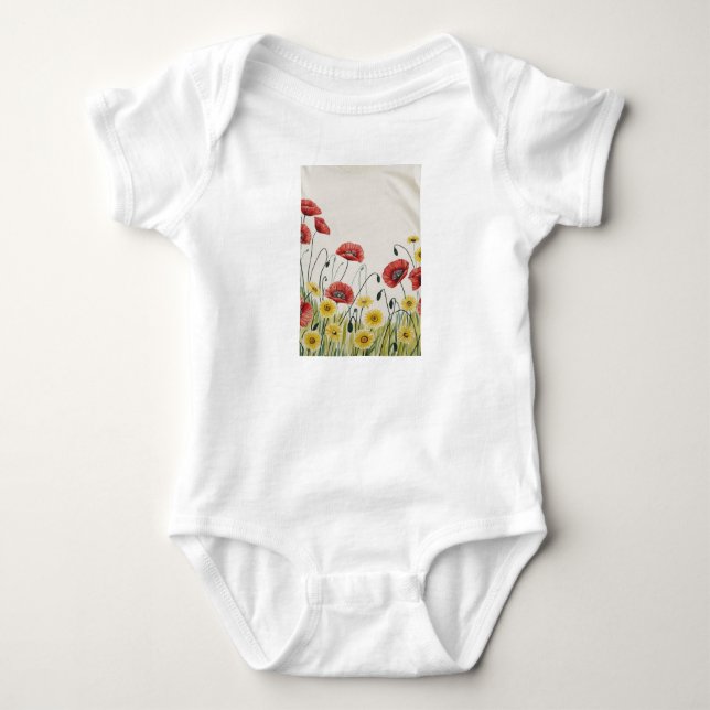 Abstract flowers combined with geometric patterns baby bodysuit (Front)