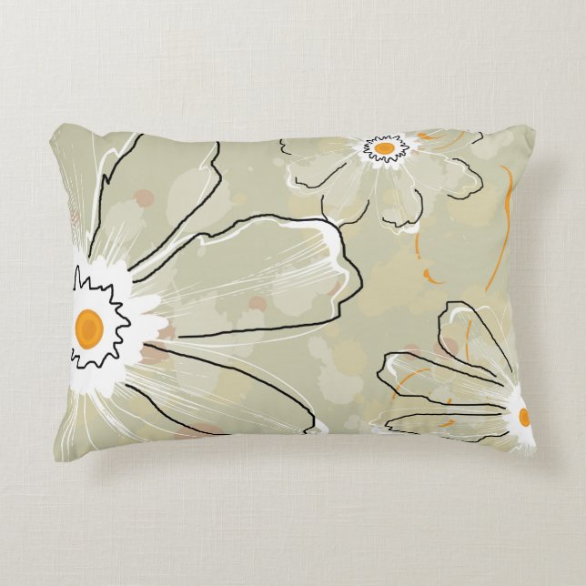 Abstract Flowers Daisies Accent Pillow (Front)