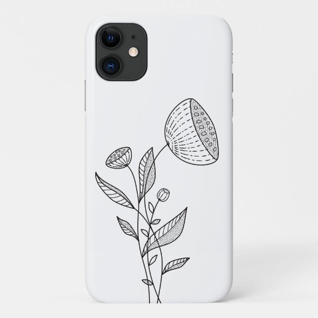 Abstract Flowers Doodle Minimalistic Stylish White Case-Mate iPhone Case (Back)