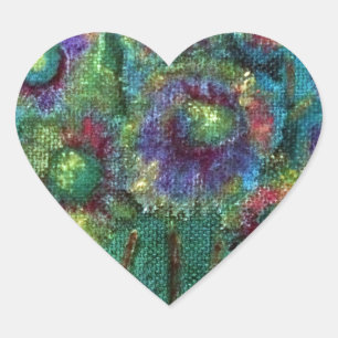 Abstract Flowers Heart Sticker