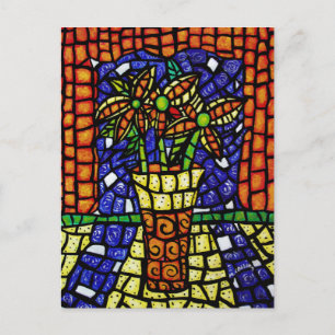 Abstract Flowers In Vase Postcard
