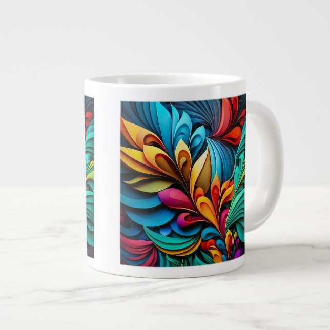Abstract Flowers Jumbo Mug  (Front Right)