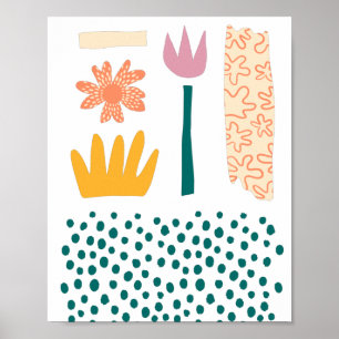 Abstract Flowers & Leaves Poster
