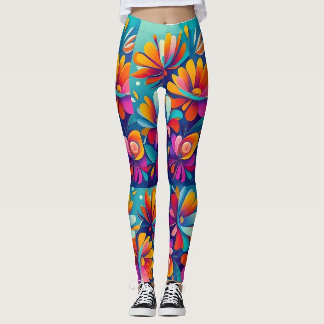Abstract flowers Leggings (Front)