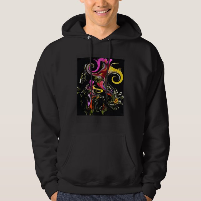 Abstract Flowers Melting Psychedelic Colors Hoodie (Front)