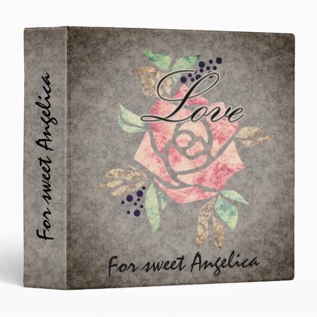 Abstract flowers modern floral modern tile grunge binder (Front/Spine)
