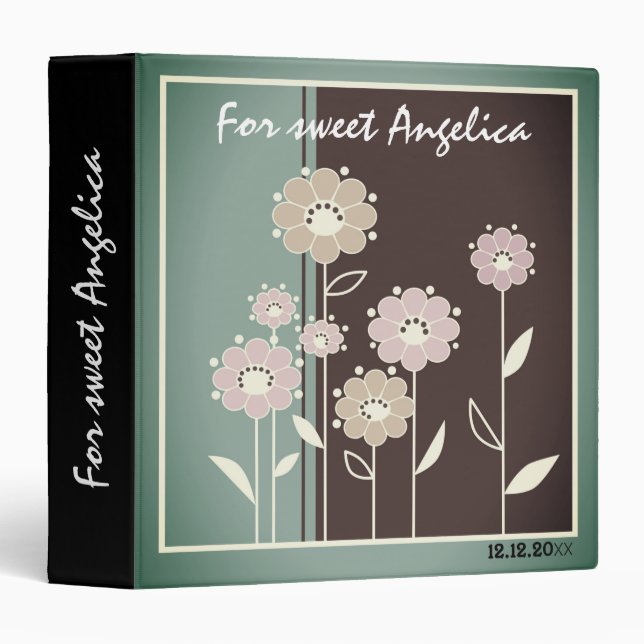 Abstract flowers modern floral modern tile grunge binder (Front/Spine)