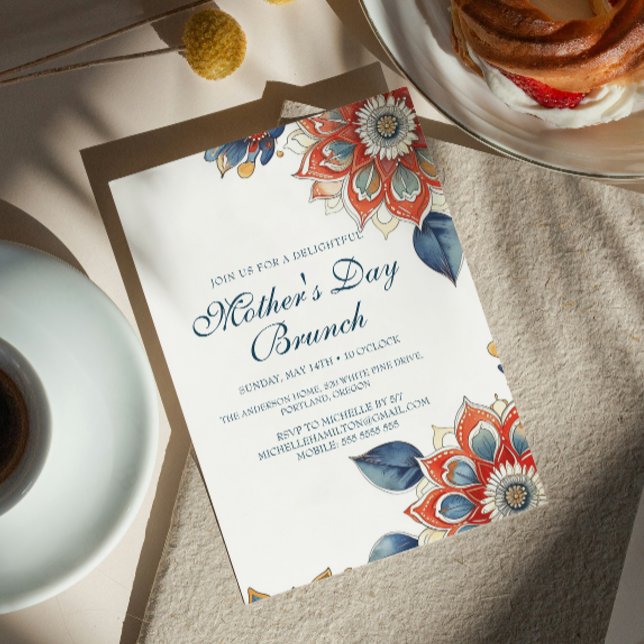 Abstract Flowers Mother's Day Brunch Invitation (Creator Uploaded)