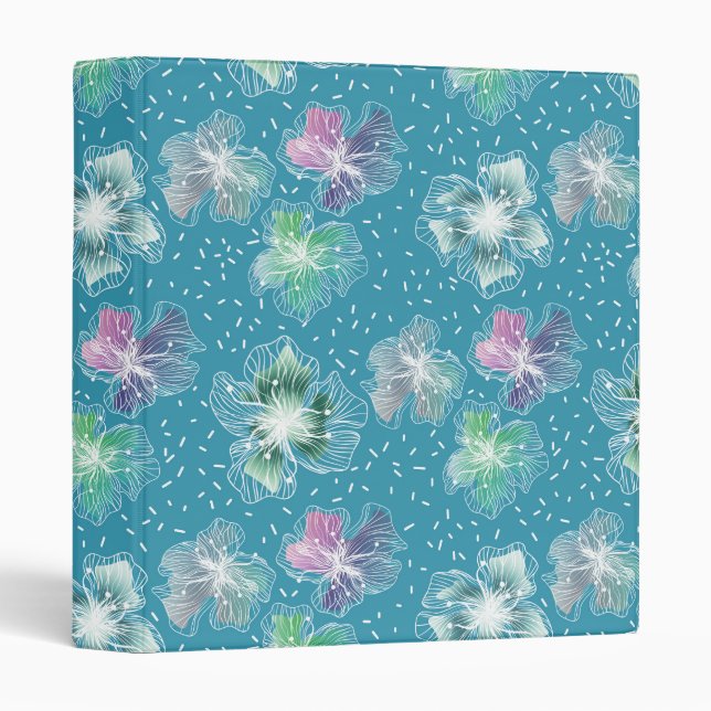 Abstract flowers on beautiful light blue tones binder (Front/Spine)