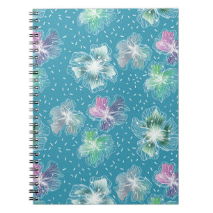 Abstract flowers on beautiful light blue tones notebook