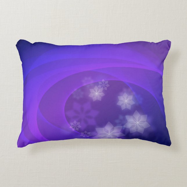 Abstract Flowers On Folded Indigo Background Accent Pillow (Front)