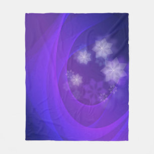 Abstract Flowers On Folded Indigo Background Fleece Blanket