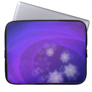 Abstract Flowers On Folded Indigo Background Laptop Sleeve