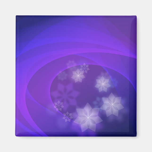 Abstract Flowers On Folded Indigo Background Magnet (Front)