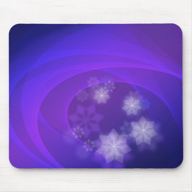 Abstract Flowers On Folded Indigo Background Mouse Pad (Front)