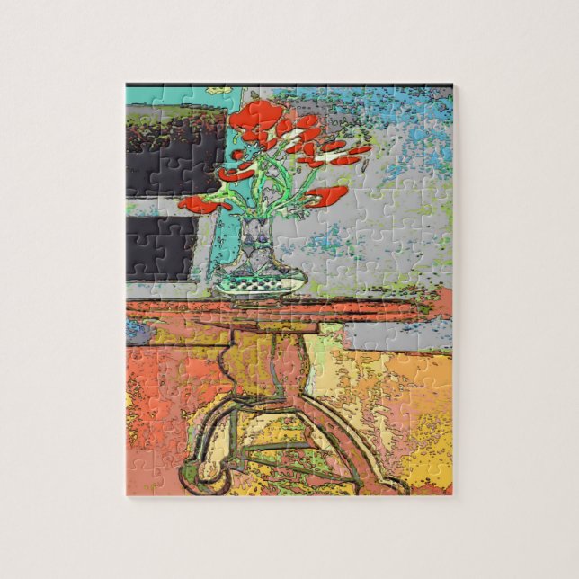 Abstract Flowers on Table Jigsaw Puzzle (Vertical)
