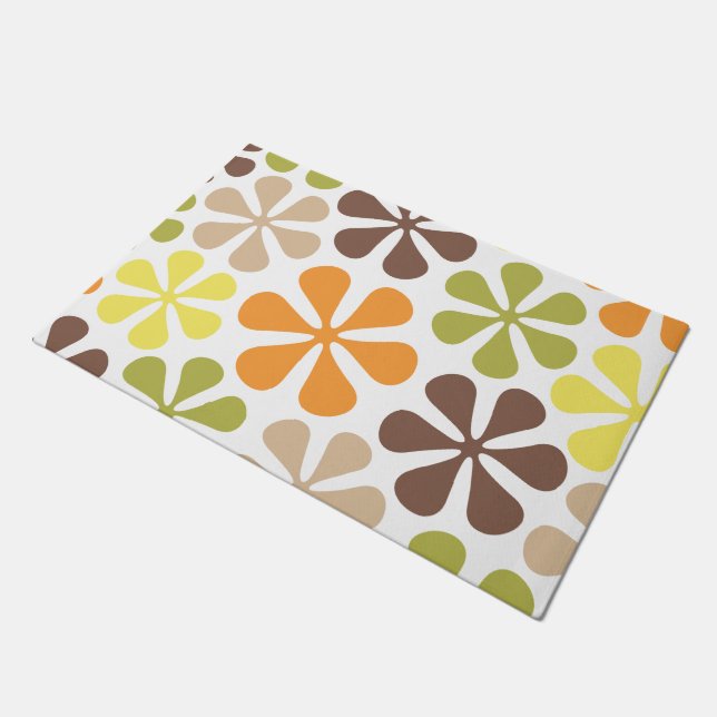 Abstract Flowers Retro Colours Doormat (Angled)
