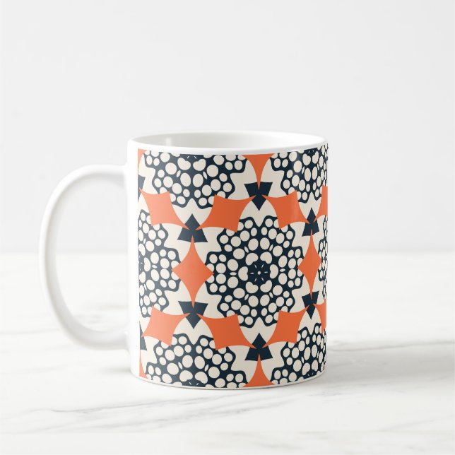 Abstract Flowers: Simple Geometric Vintage Coffee Mug (Left)