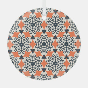 Abstract Flowers: Simple Geometric Vintage Glass Ornament
