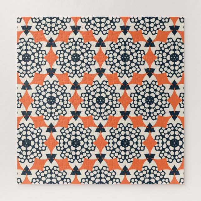 Abstract Flowers: Simple Geometric Vintage Jigsaw Puzzle (Vertical)