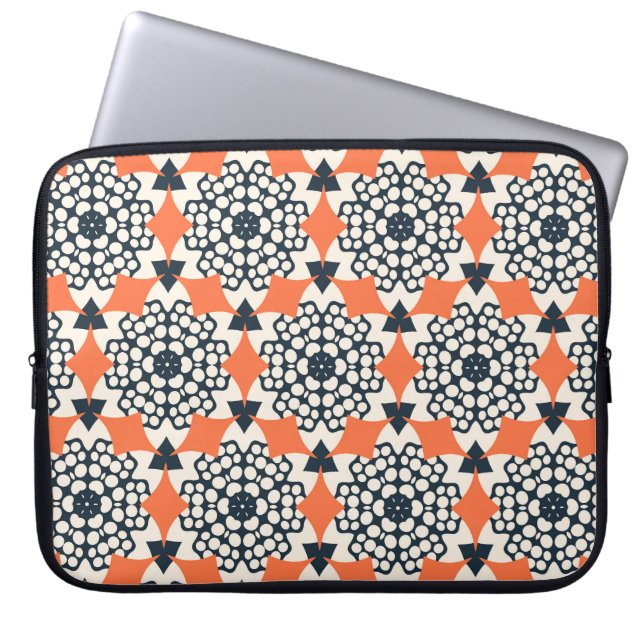 Abstract Flowers: Simple Geometric Vintage Laptop Sleeve (Front)