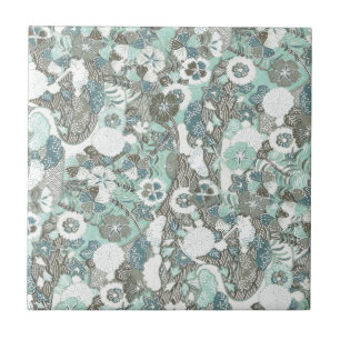 Abstract Flowers Tile