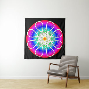 Abstract Flowers Triptych Tapestry